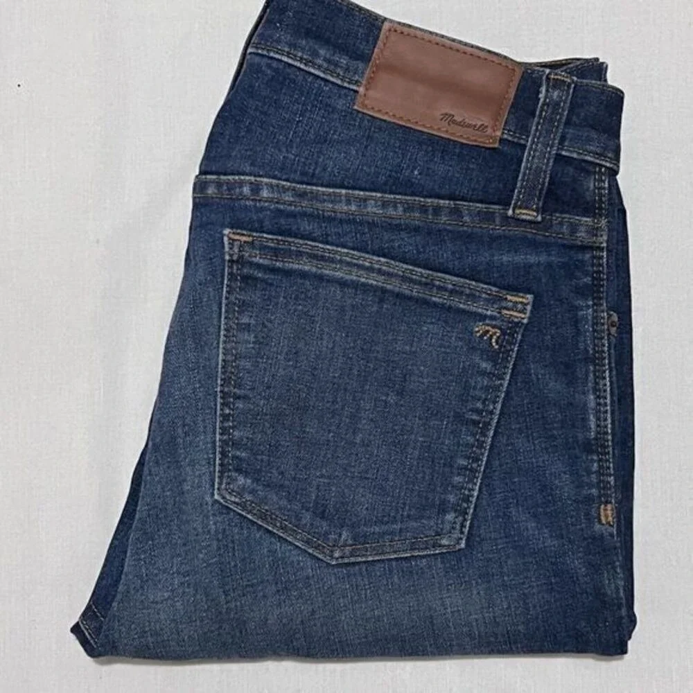 Madewell Skinny Jeans Women 26 Blue Excellent Distressed High Rise Raw Hem - Picture 3 of 9